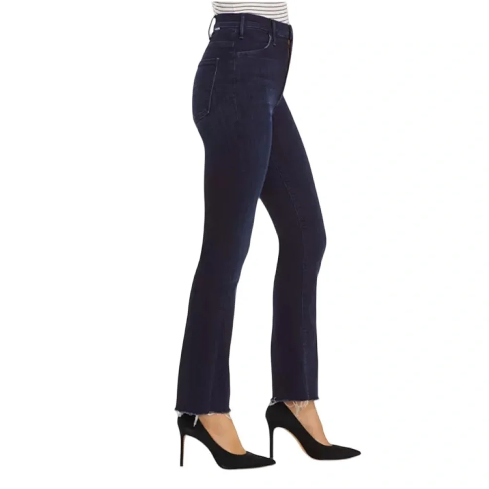MOTHER The Hustler Ankle Fray Howling at the Disco Ball Dark Blue Denim Size 28 - Picture 3 of 14